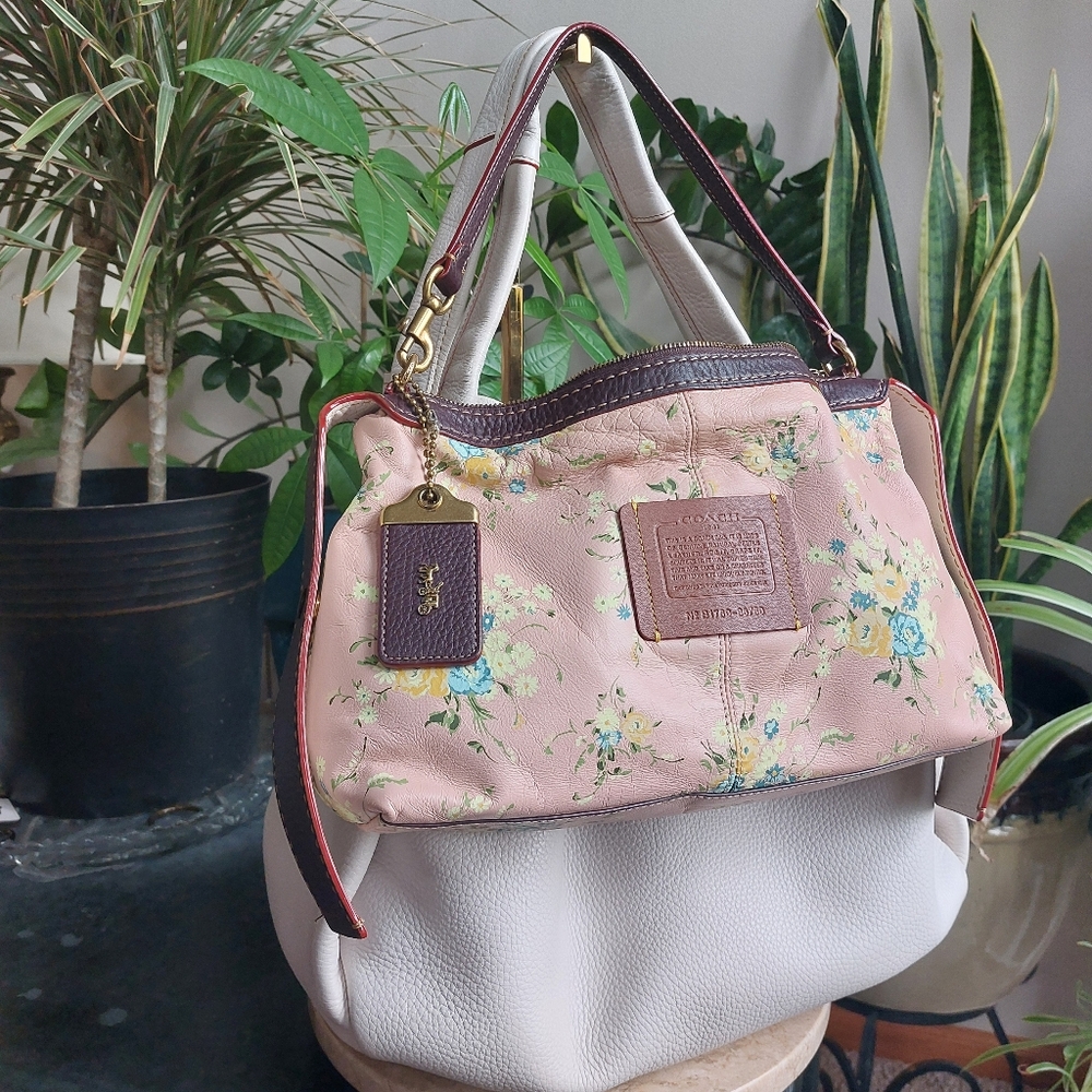๐คCoach 1941 Bandit 39 Chalk Hobo With Paraire Flower Saddle Print Inner Bag - Picture 13 of 15